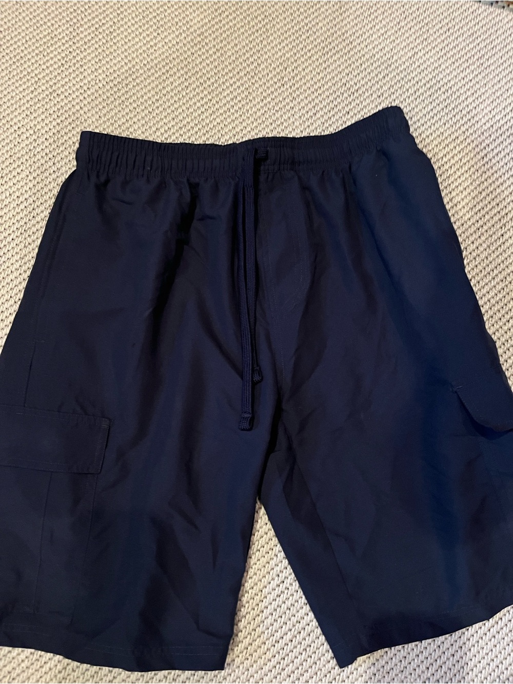 Shorts mens new size 2XL navy polyester feel dry FTP pockets